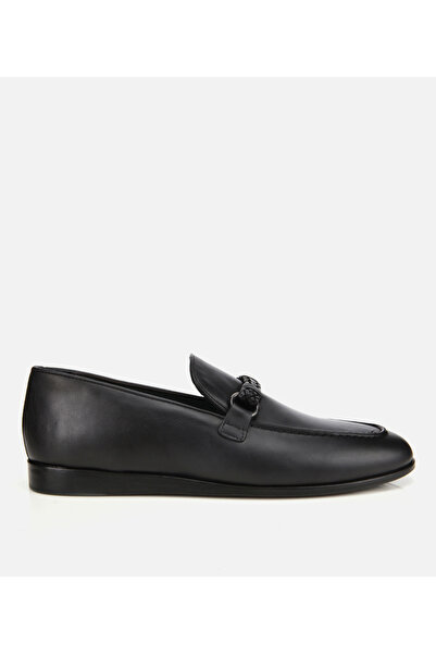 Hotiç Erkek Deri Siyah Toka Detaylı Klasik Loafer