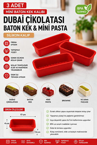 Stork 3 Pieces Mini Baton Cake and Dubai Chocolate Mold Silicone – Non-Stick ...