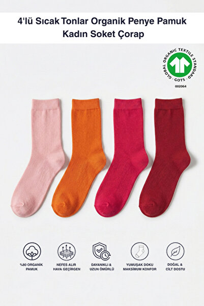 4-Pack Warm Shades Organic Combed Cotton Women's Sock