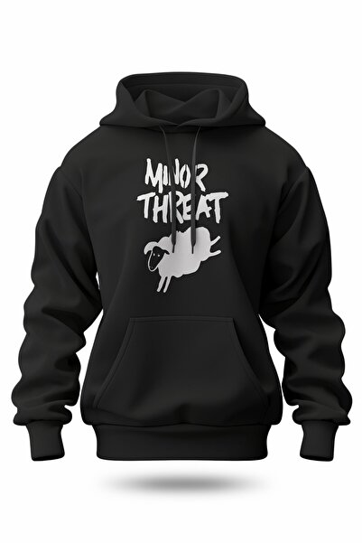 buzagi tasarım ürünleri سويت شيرت بقلنسوة مطبوع عليه Minor Threat للجنسين