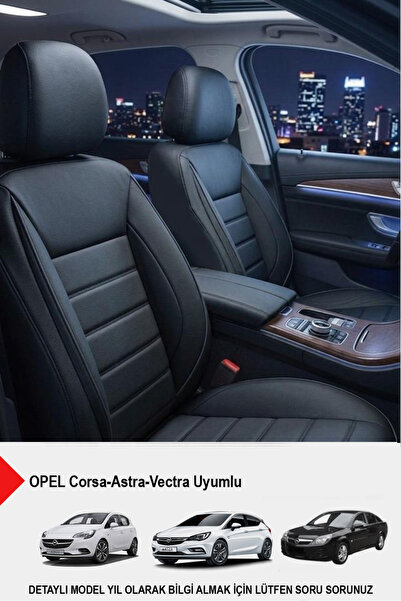 GM-DESIGN Jet Deri Siyah Oto Koltuk Kılıfı-(OPEL Corsa-Astra-Vectra Uyumlu)