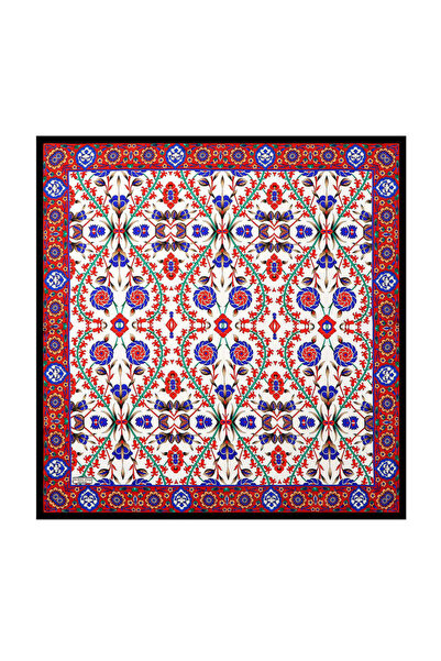 Bursa İpek Μαύρο κόκκινο μεταξωτό μαντίλι Seljuk Pattern