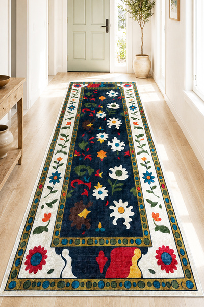 Chilai Home Conn Makinede Yıkanabilir Kaymaz Taban Leke Tutmaz Dijital Salon Halısı Mutfak Halısı ve Yolluk