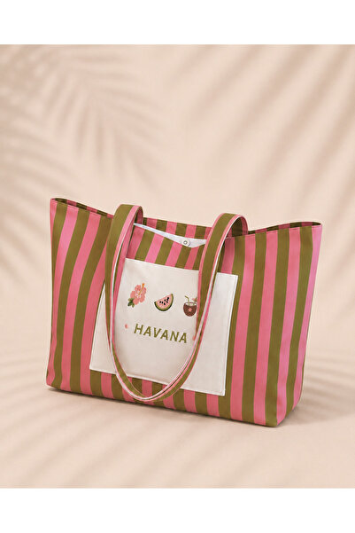 LİONYA DESİGN Havana – Nakışlı Resort Tote Bag | Sıvı İtici Özellikli Çanta