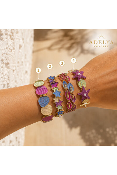 ADELYA CONCEPT سوار نسائي مطاطي ملون من المينا