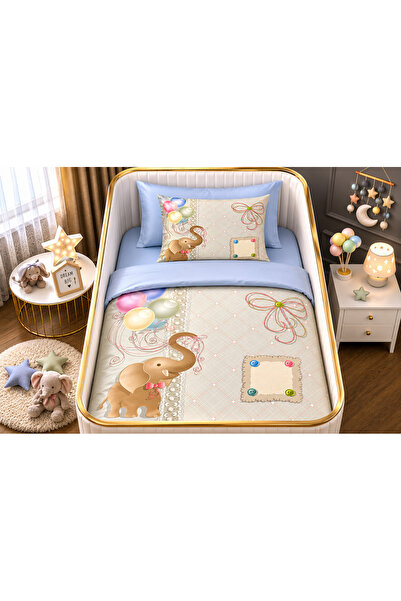 Fabeteks Elephant and Balloons Single Digital Baby Bedding Set