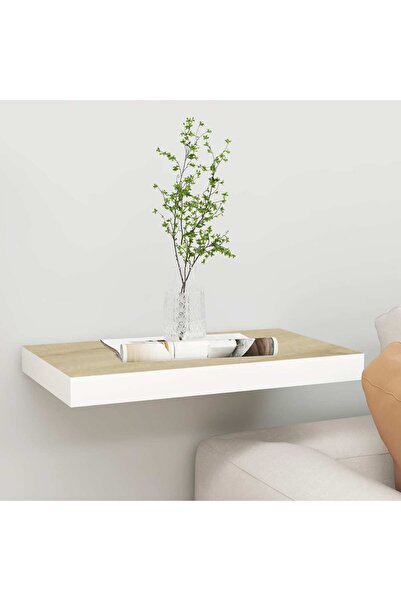 Concept Raft de perete suspendat, stejar și alb, 50x23x3,8 cm, MDF