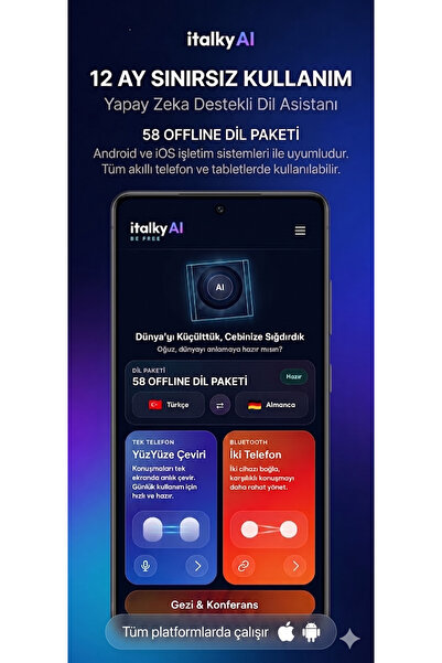 italky italkyAI 12 Ay Sınırsız Translate /Yabancı Dil Asistanı /Çeviri Paketi...