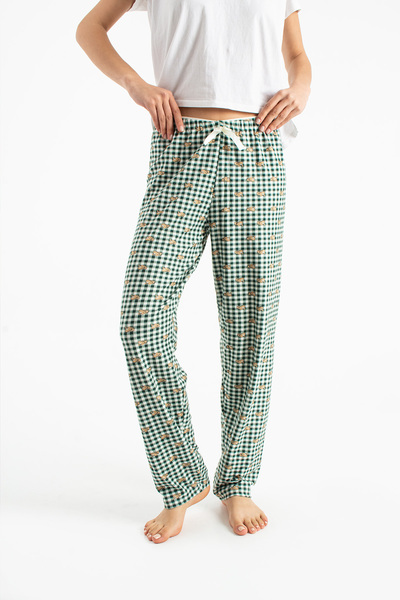 Ecrou Kadın Yeşil Ayıcık Suet Tek Pijama Alt
