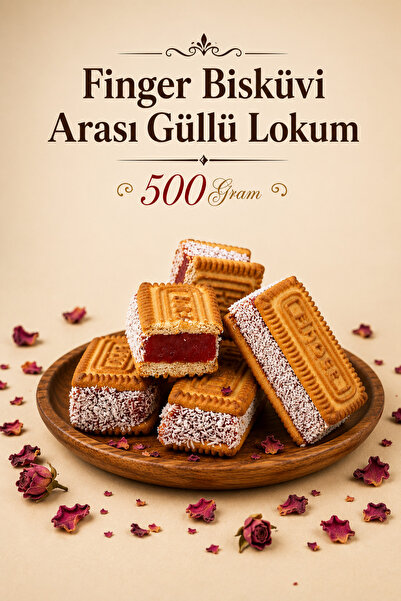 ÜLKÜ KURUYEMİŞ (500 GR) Finger Bisküvi Arası Güllü Lokum