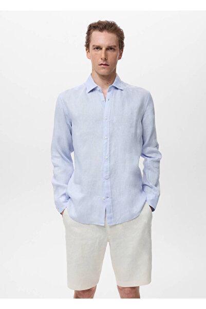 MANGO Man %100 keten regular fit gömlek