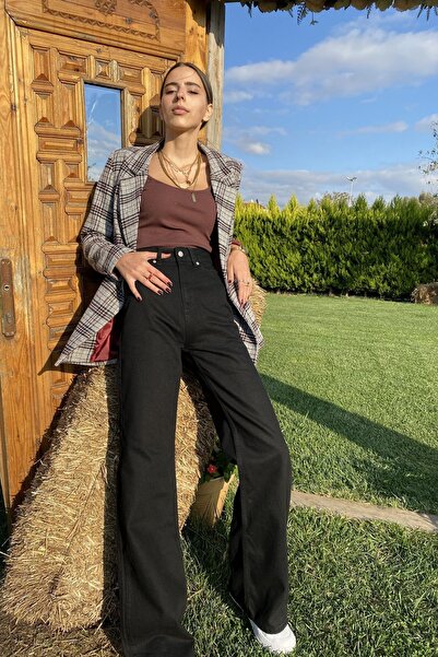 BROSERER Anatola Visok struk Crne traper hlače Crne široke farmerke Sa likrom...