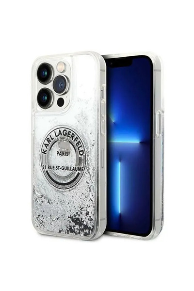 Karl Lagerfeld KLHCP14XLCRSGRS Carcasă rigidă argintie/argintie pentru iPhone...