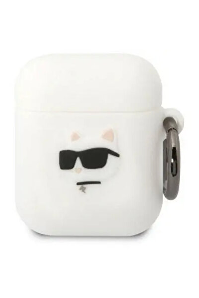 Karl Lagerfeld KLA2RUNCHH Husă AirPods 1/2 alb/alb Silicon Cap Choupette 3D