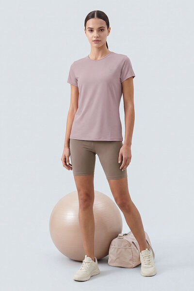 TOMMY LIFE Dusty Rose Basic κοντομάνικο γυναικείο μπλουζάκι με λαιμόκοψη - 97144