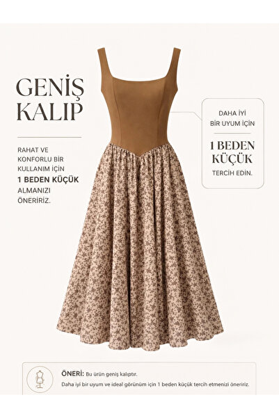 Retrobird 50s Belle Corset Midi Elbise Kadın Karamel