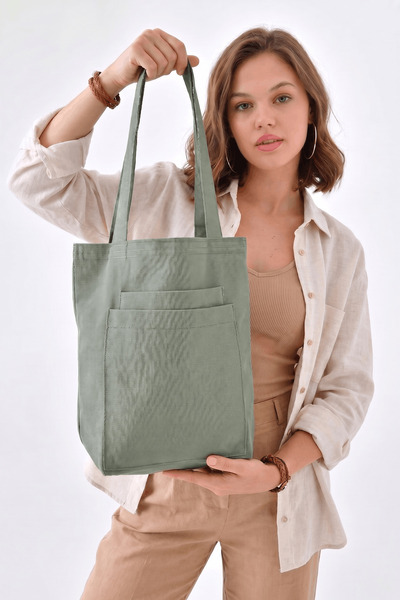 bagg 2 Cepli Mint Yeşili Gabardin Çanta
