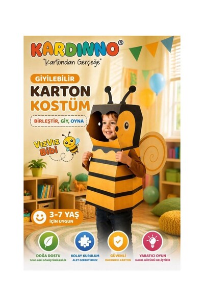 Kardinno Costum pentru copii Crazy Pilot Vız Bız Bibi din carton, purtabil, p...