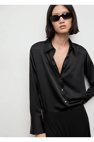 MANGO Woman Satin draped shirt