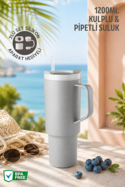 Nandy Home Μεγάλο Μέγεθος, με Λαβή και Καλαμάκι, 1200Ml. Παγούρι και Θερμός -...