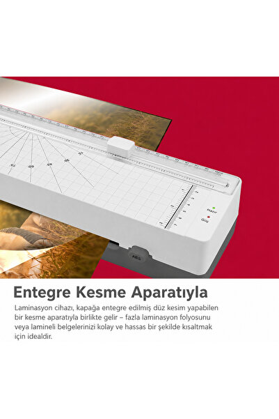 Olympia A120 Combo A4 Laminasyon Makinesi 3’ü 1 Arada Set – Kesme Aparatlı, 5 Adet Poşet