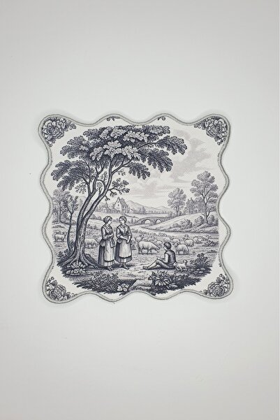 decofav Gray Toile Elegance Series Embroidered Fabric Cocktail Napkins 1 Piece