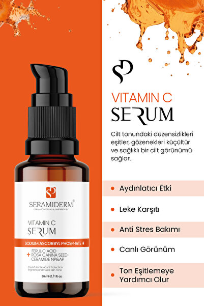 SERAMİDERM Dermatological & Laboratory Leke Karşıtı, Aydınlatıcı ve Ton Eşitleyici Vitamin C Cilt Bakım Serumu