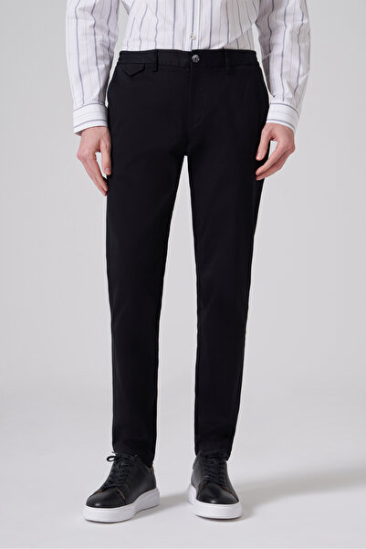 Morven Pantaloni chino pentru bărbați din bumbac negru Trend slim fit