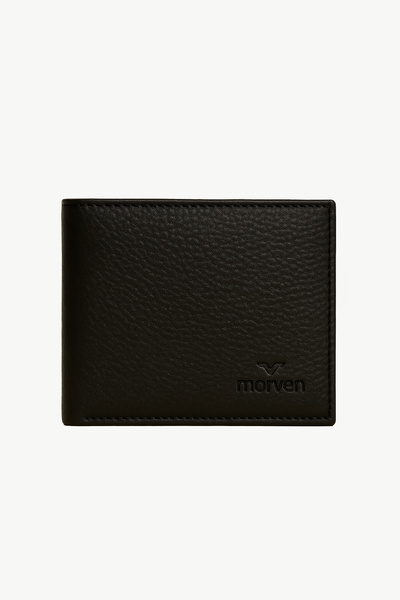 Morven Men's Black Basic 100% Leather Wallet
