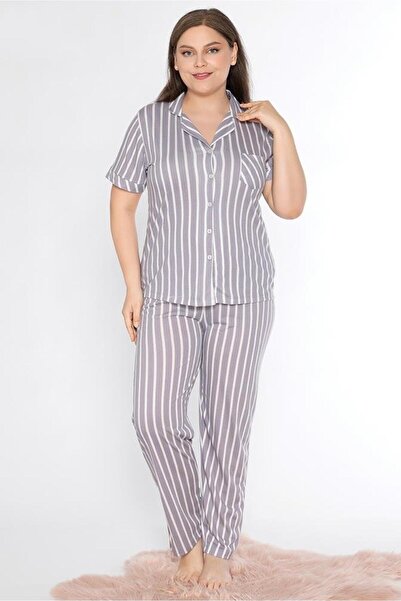 Alperi Boydan Battal Short Sleeve Pajama Set B780-25