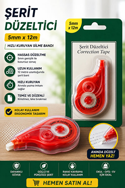ANI OFİS KIRTASİYE A K Şerit Düzeltici - Daksil 5 mm x 12 m – Hızlı Kuruyan S...
