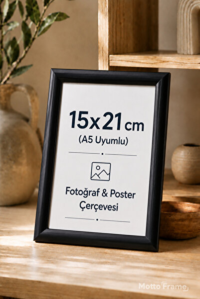 Motto Frame 15x21 (A5) Plastik Fotoğraf Çerçevesi Şeffaf PVC Korumalı Arkalık...