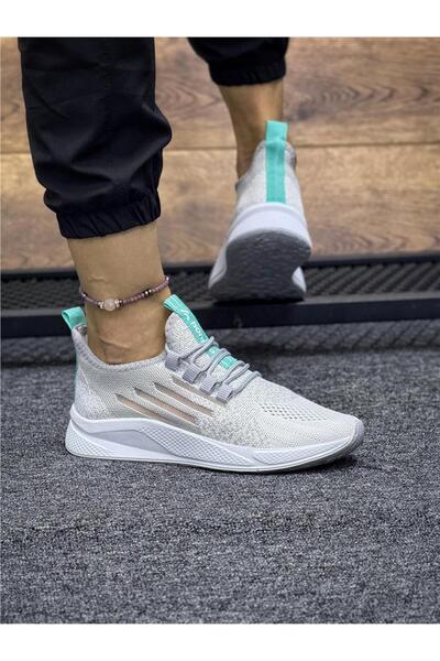 homiro Lace-Up Knitwear Unisex Sports Shoes-Ice White-Water Green
