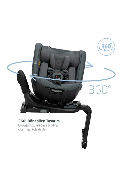 MAXİ-COSİ Maxi-cosi Spinel 360 S I-size Dönebilen Yatabilen Isofix'li 0-36 Kg Oto koltuğu Authentic Graphite