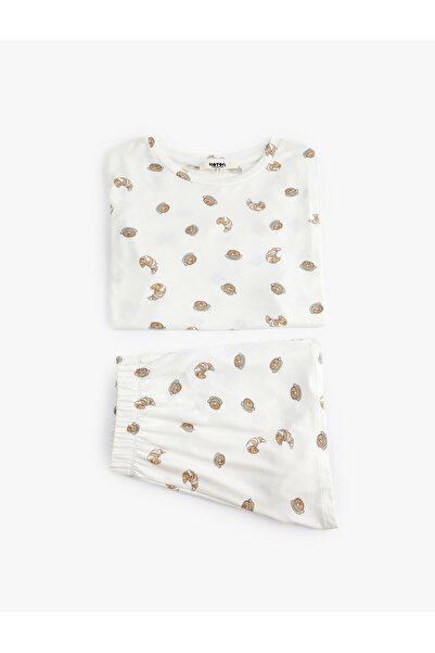 Koton Kruvasan Baskılı Kısa Kollu Şortlu Pijama Takımı
