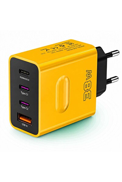 Timebox Încărcător de rețea cu 4 porturi, 38W, încărcare rapidă, 3 porturi ti...