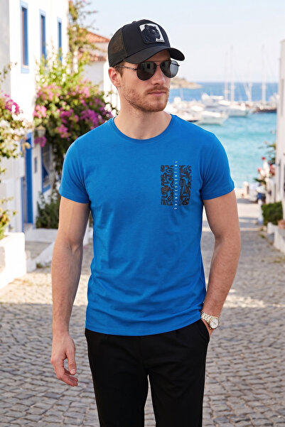 Buratti Tricou din bumbac cu gât rotund, slim fit, pentru bărbați 541QUINT