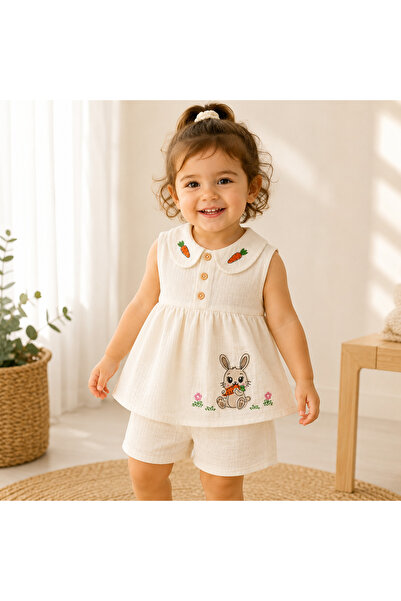 babymilk Embroidered Cotton Girls' Muslin Set