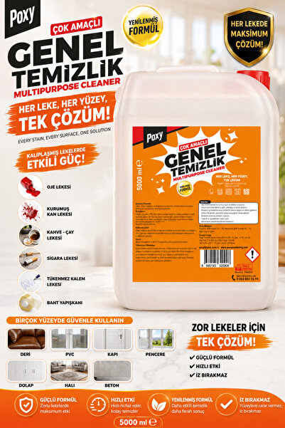 Poxy Genel Temizlik 5 Lt Leke Çıkarıcı Pimapen, Halı, Koltuk, Tekstil Çamaşır...