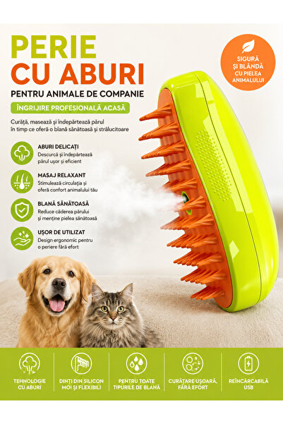 Fish & Paws Perie pentru animale de companie, cu aburi