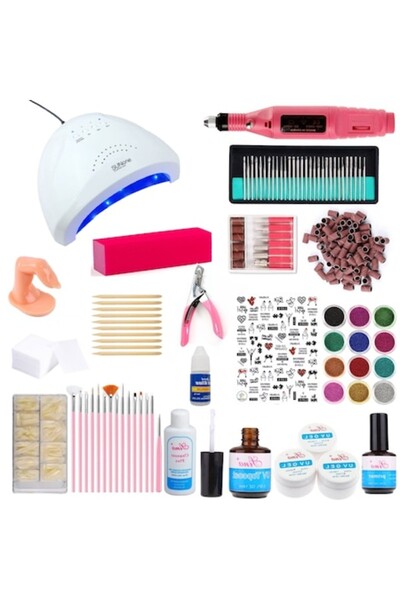 OEM Kit de unghii false, Lampă UV pentru unghii 48W, Freză electrică pentru u...
