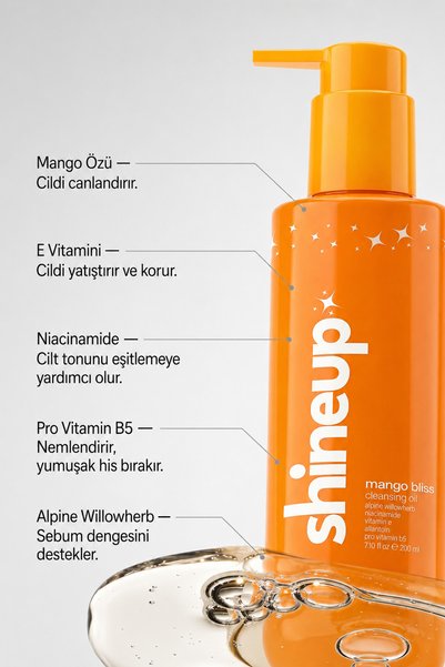 shineup Mango Bliss Oil Based Cleanser 200 ml |   Makeup Remover Gentle Cleansing Oil for All Skin Types