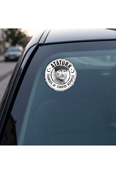 NET REKLAM 2 ADET 8x8 cm Daire Özel Tasarım Mustafa Kemal Atatürk Sticker - U...