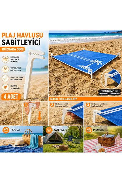 RAFF MAĞAZA Plaj Havlu Tutucu Mandal Klips- 4'lü Set -Havlu Sabitleyici Kuma ...