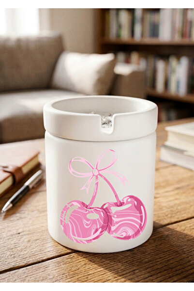Eylül Design Cherry Printed Special Design Printed Ceramic Ashtray Odorless A...