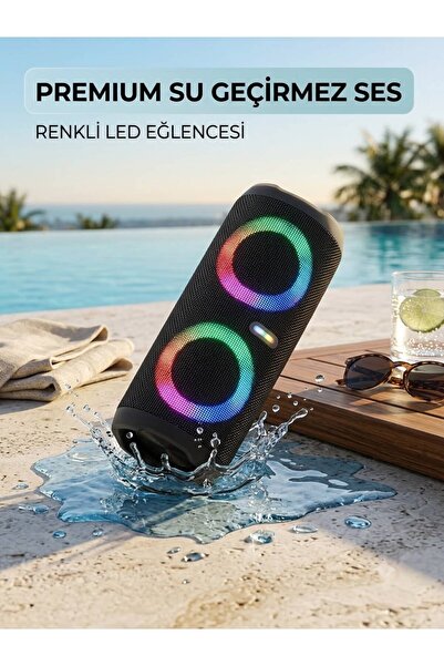 Mmctech RGB Led Işıklı Suya Dayanıklı Yükses Kaliteli Radyo Usb Aux Sd Kart G...