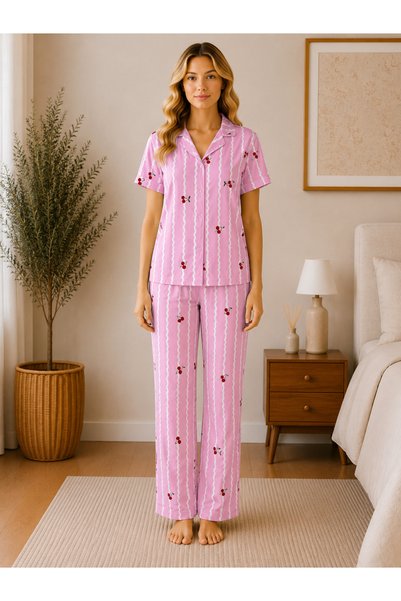 Mutlu City Women's Milan Fabric Comfortable Fit Buttoned Short Sleeve Pajama ...