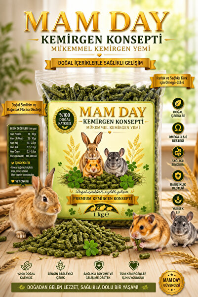 Mam Day Premium Yonca Peleti Kemirgen Yemi Tavşan, Chinchilla, Ginepig, Hamst...