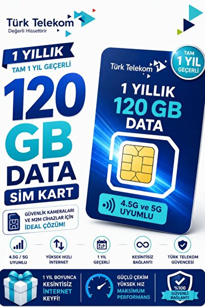 SONREİR Türk Telekom 4G ve 5G Güvenlik Kamerası SIM Kartı 1 Yıl 120 GB Data H...