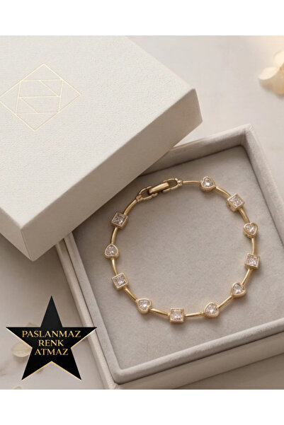 XUPING JEWELRY Xuping 14K Altın Renginde Beyaz Taşlı Element Kadın Bileklik
